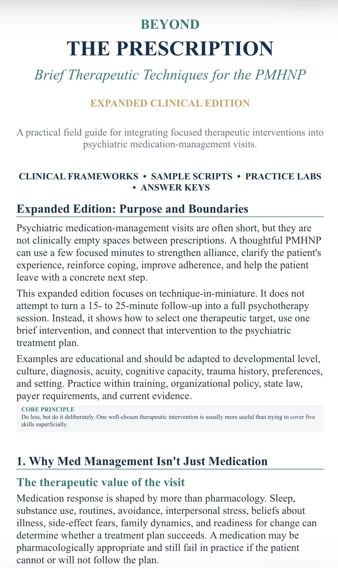 Beyond The Prescription: Brief Therapeutic Techniques for the PMHNP