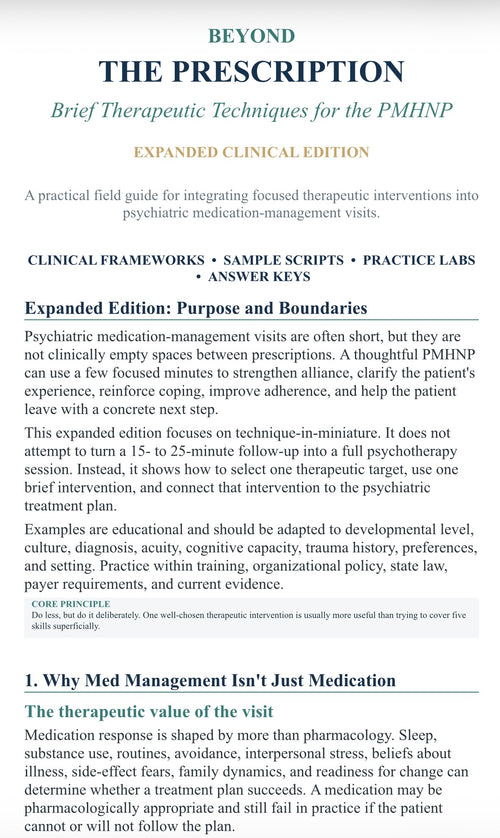 Beyond The Prescription: Brief Therapeutic Techniques for the PMHNP